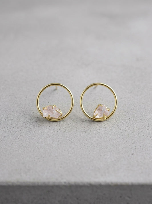 Sera – Clear Round Handmade Brass Earrings
