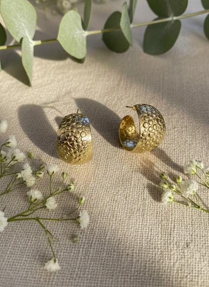 Textured Hoop Handmade Brass Earrings