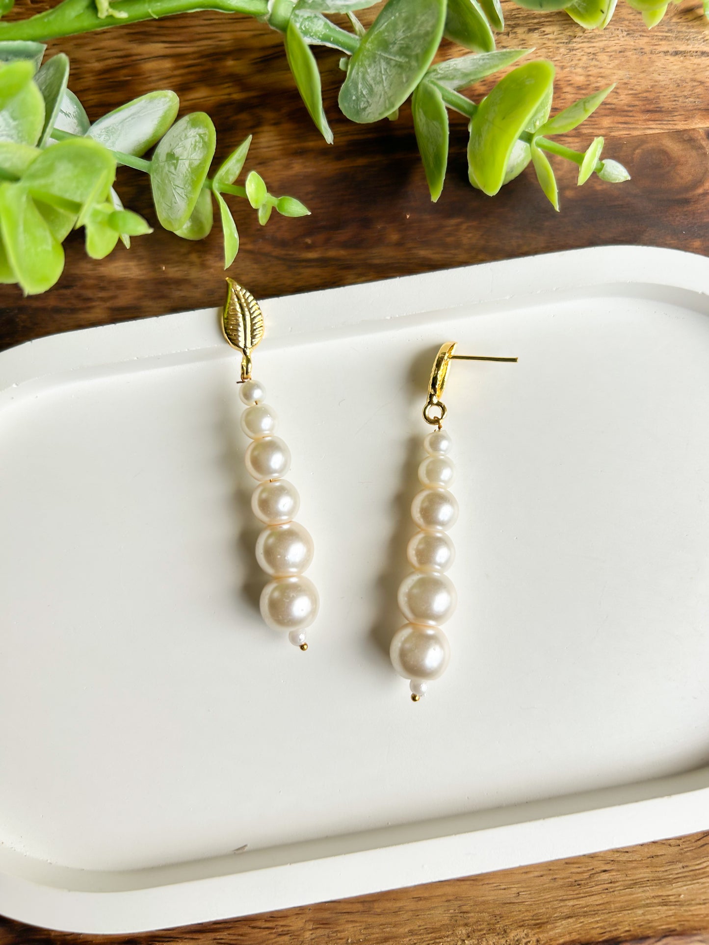 Nina Brass & Pearl Earrings