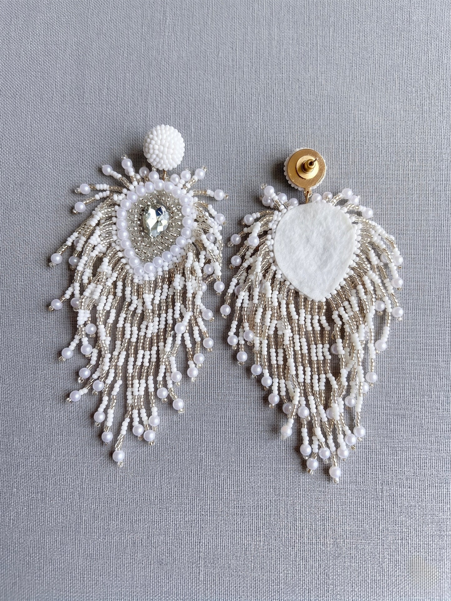 Noorani Peacock Handmade Beaded Bird Feather Tassel Earrings