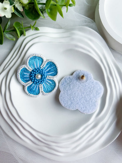 Cool Blue Blossom Handmade Beaded Earrings