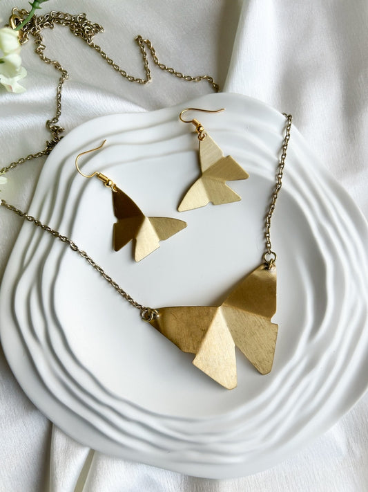 Butterfly Brass Necklace Set