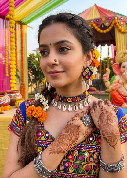 Navrang Handmade Beaded Necklace & Earrings Set