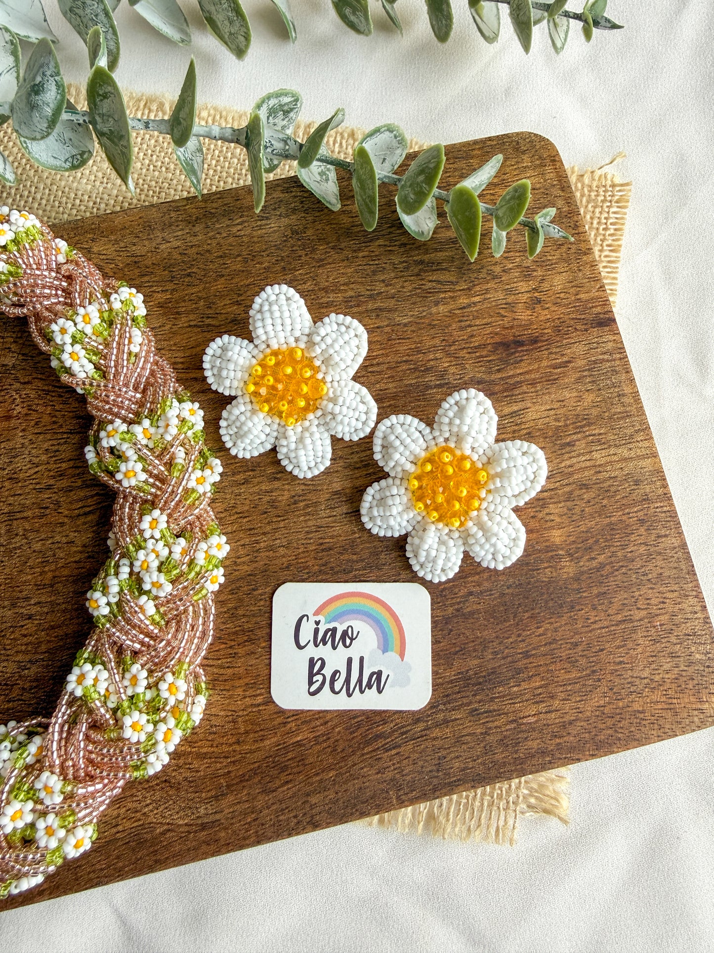 Luxe Flora Rose Gold Handmade Beaded Necklace + Earrings Set