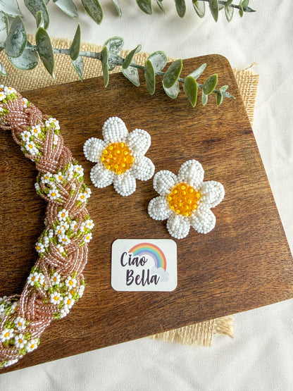 Luxe Flora Rose Gold Handmade Beaded Necklace + Earrings Set