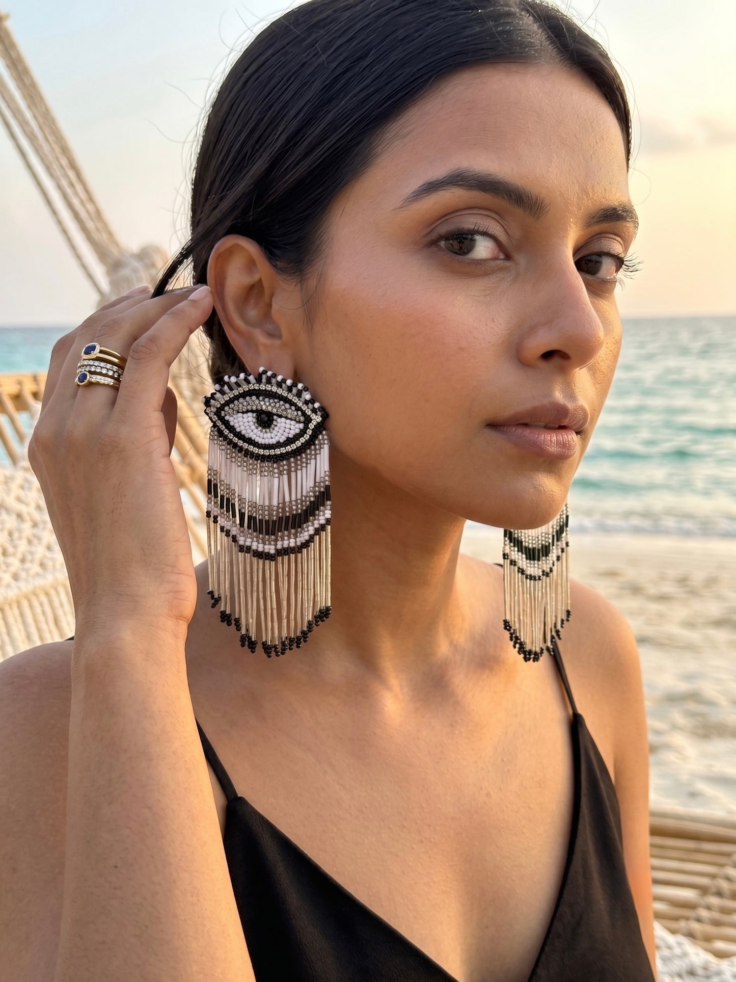 Eyeconic Evil Eye Handmade Beaded Tassel Earrings