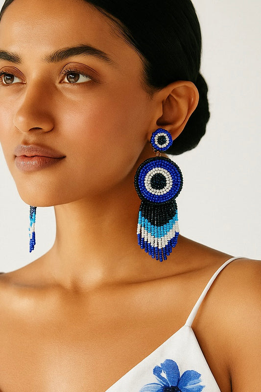 Boho Evil Eye Handmade Beaded Earrings
