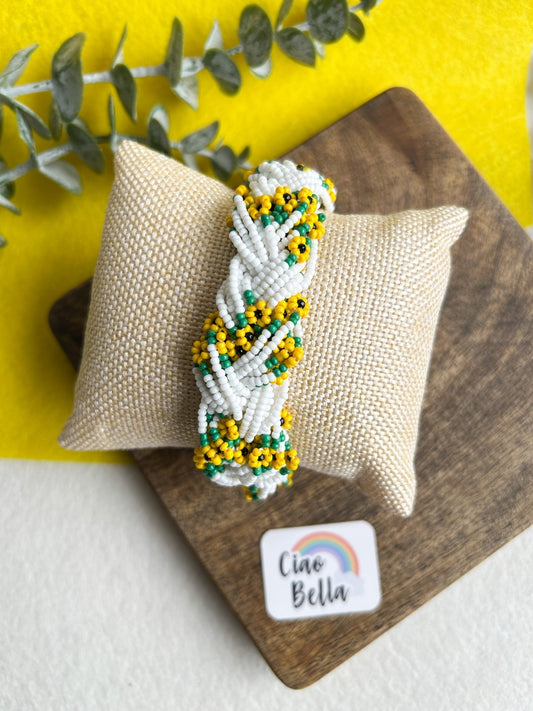 Luxe Flora Sunflower Handmade Beaded Bracelet
