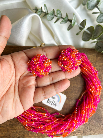 Gulnar Handmade Beaded Necklace + Earrings Set