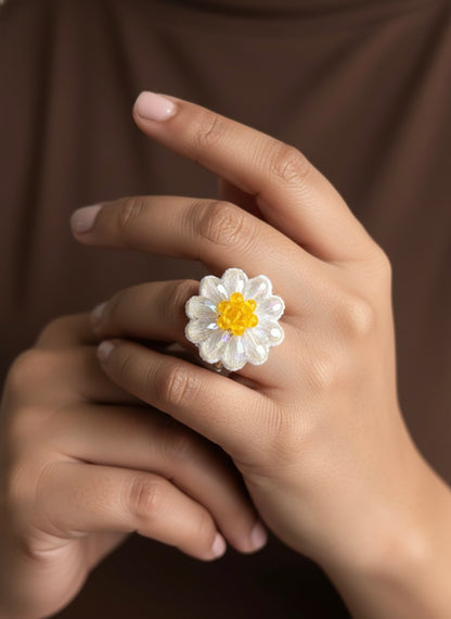 Daisy Dream Handmade Beaded Flower Ring