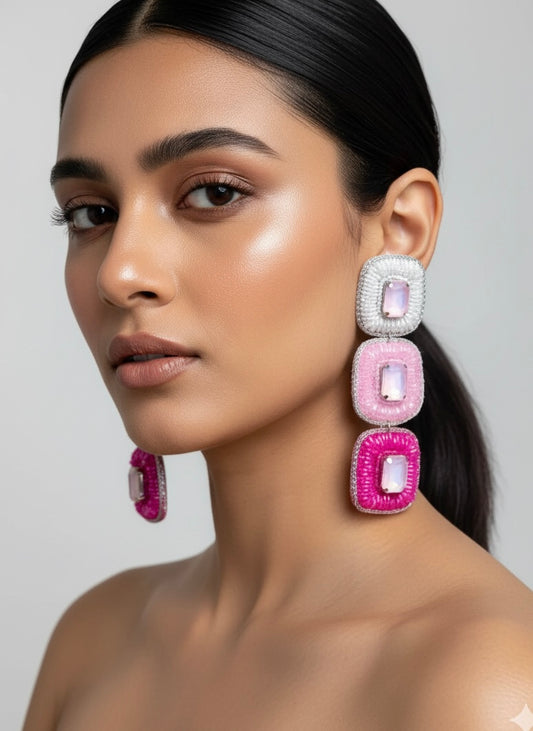 Rosette Handmade Beaded Earrings
