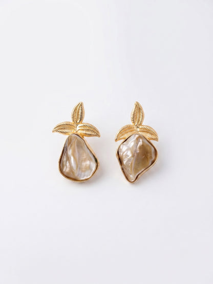Paloma Mother of Pearl Handmade Brass Earrings