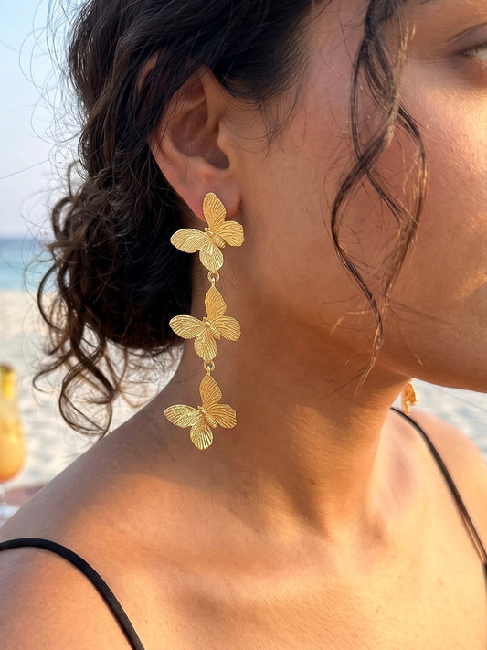 Wild Flutter Butterfly Handmade Brass Earrings