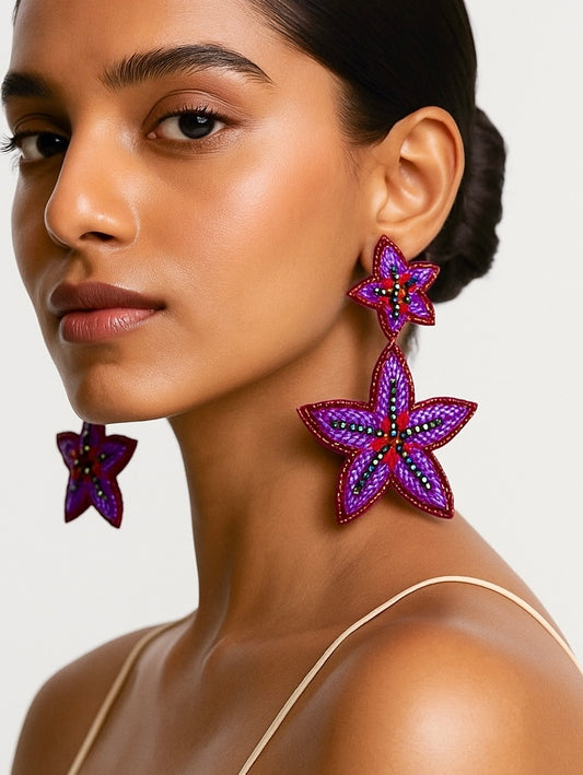 Regal Starfish Jewels Handmade Beaded Earrings
