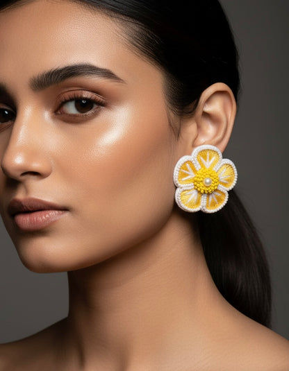 Sunshine Blossom Handmade Beaded Earrings