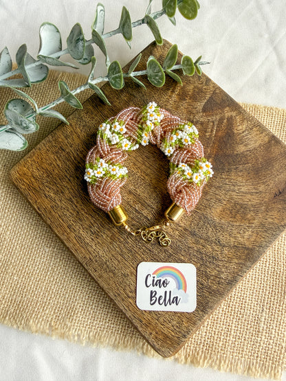 Luxe Flora Rose Gold Handmade Beaded Bracelet