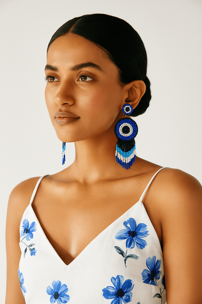 Boho Evil Eye Handmade Beaded Earrings