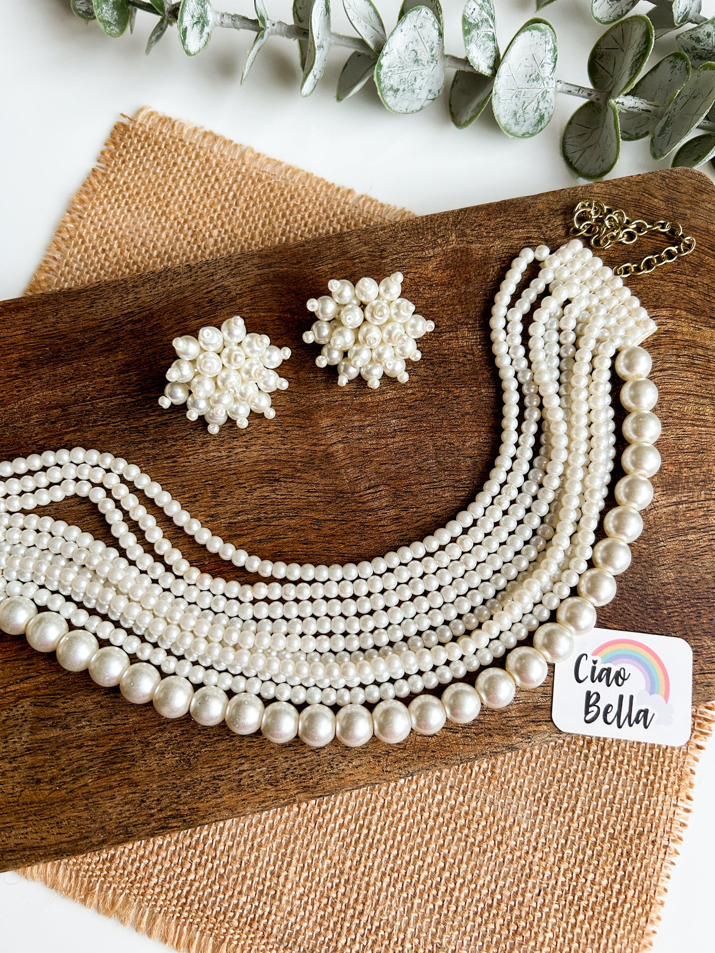 Ruhani Pearl Handmade Necklace + Earrings Set