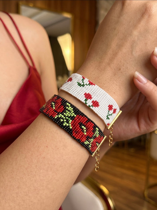 Cherry Coquette Stack Handmade Beaded Bracelet