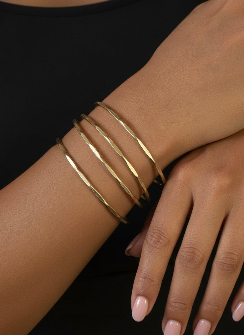 Alina Stripes Brass Cuff Bracelet