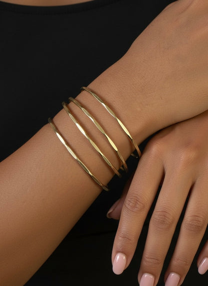 Alina Stripes Brass Cuff Bracelet