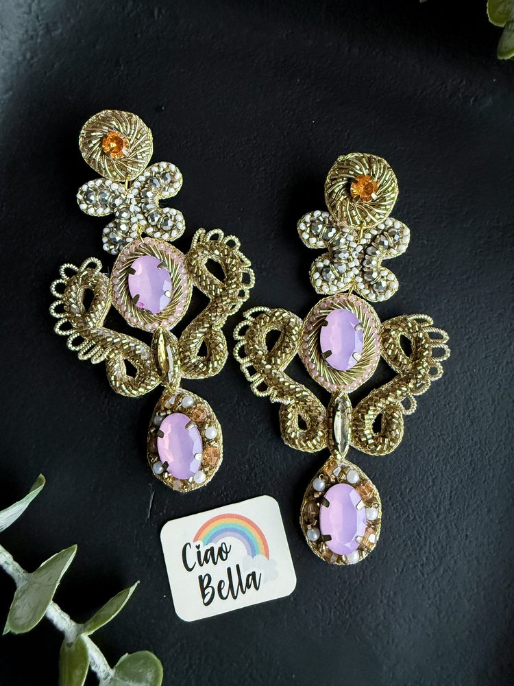 Aashna Blush Pink Handmade Beaded Statement Earrings