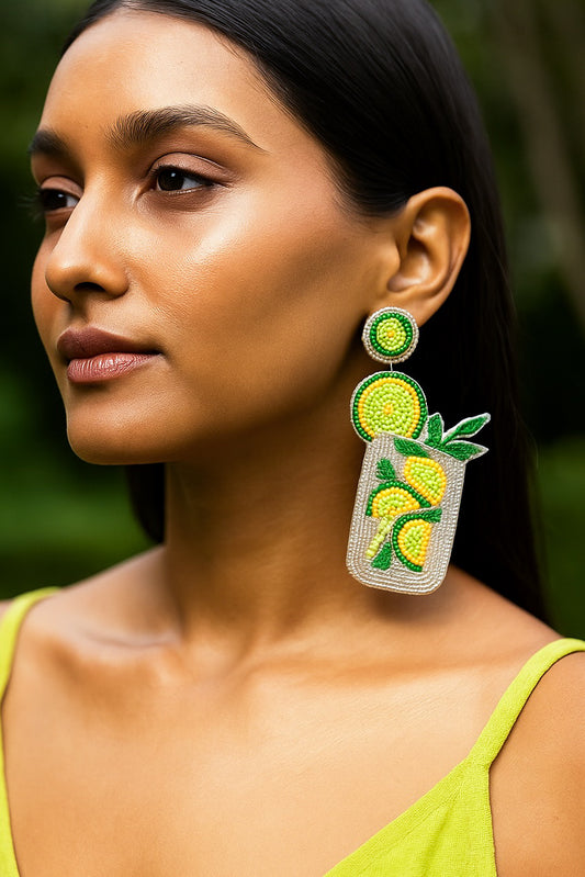 Mojito Magic Handmade Beaded Cocktail Earrings