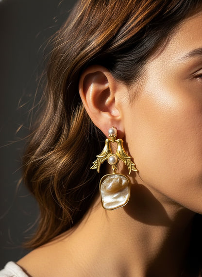 Love Birds Handmade Brass Earrings