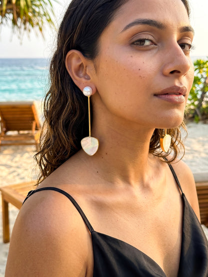 Meraki Pearl Drop Handmade Brass Earrings