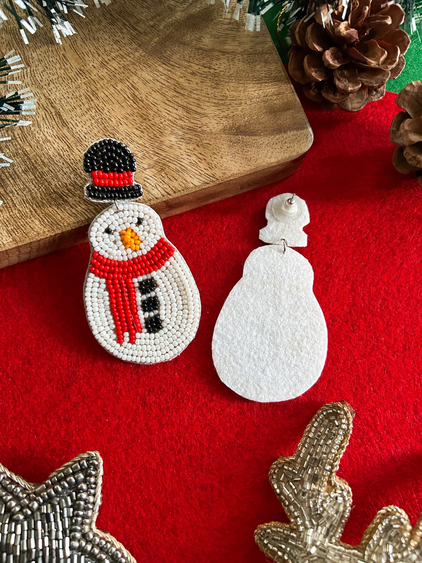 Misty - The Snowman Handmade Beaded Christmas Earrings