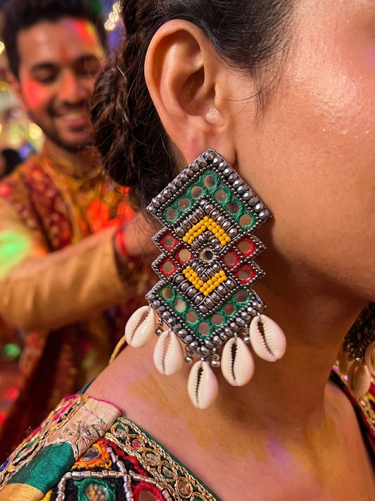 RangRaas Mirror Handmade Beaded Earrings