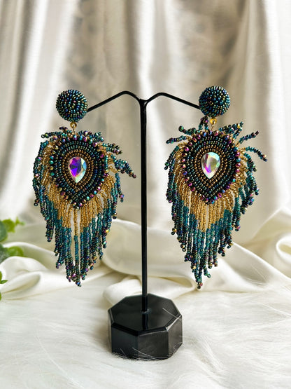 Meher Peacock Handmade Necklace + Earrings + Bracelet Set