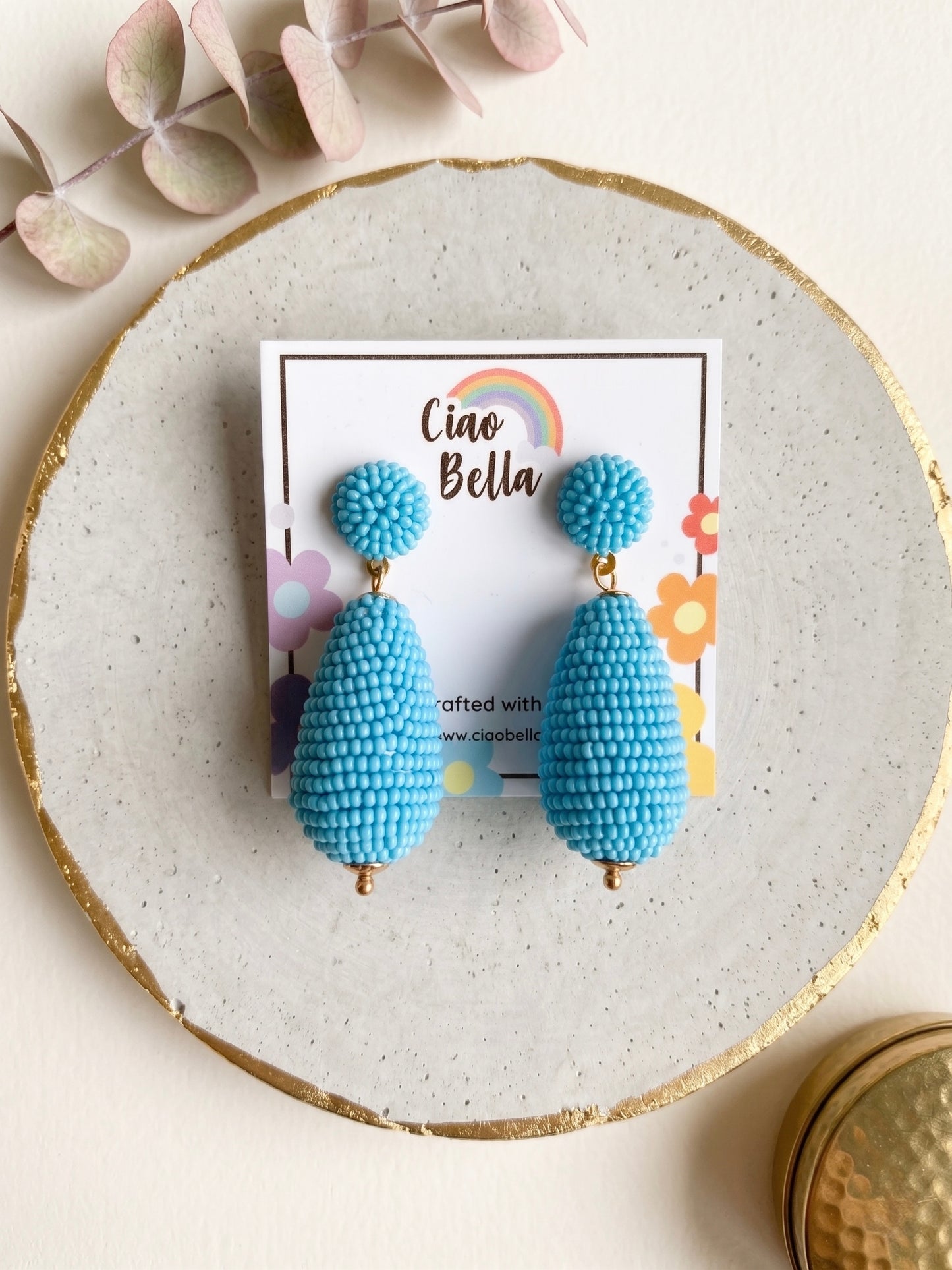 Baby Blue Drop Handmade Beaded Earrings