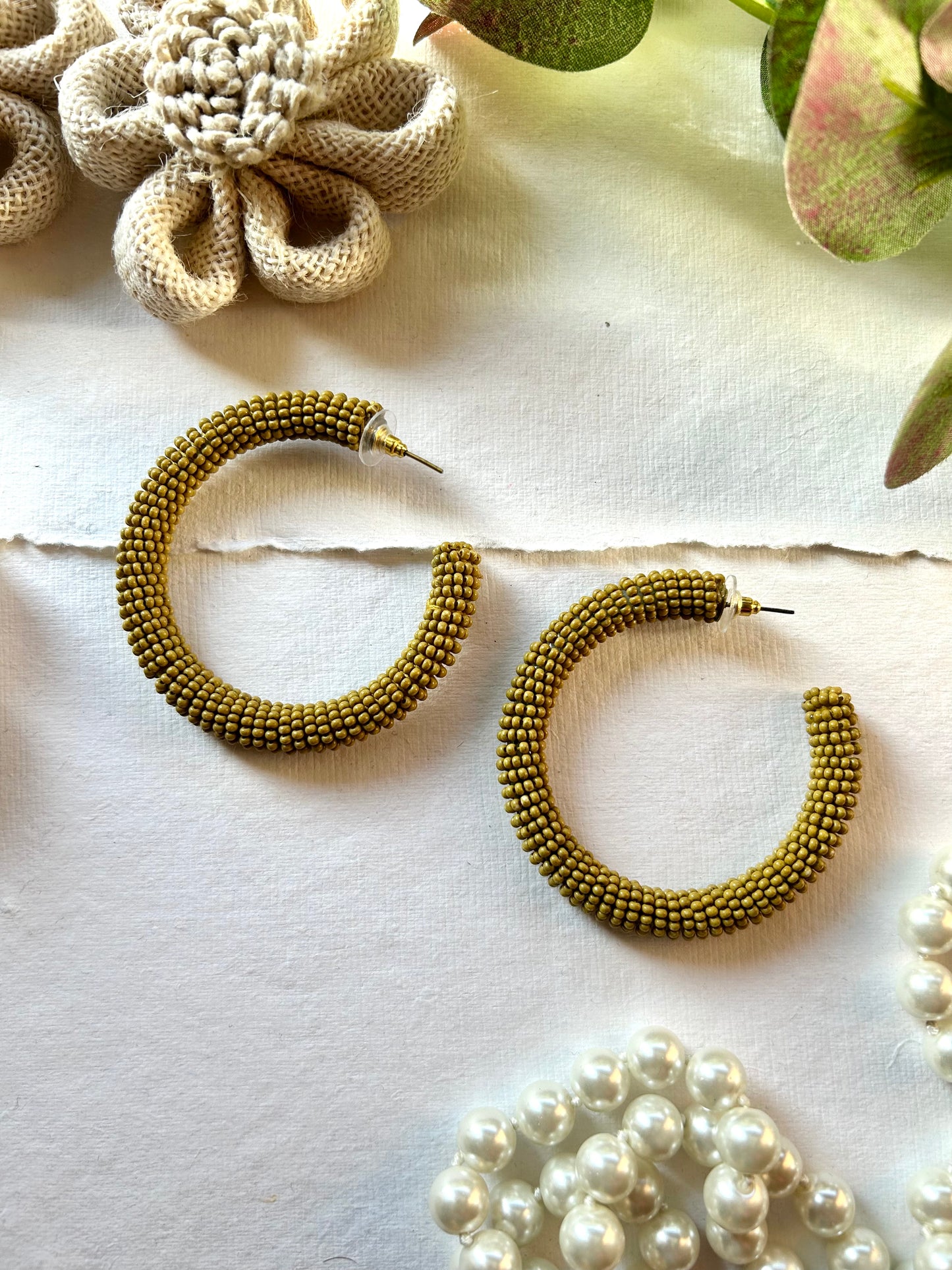 Olive Green Hoop Earrings