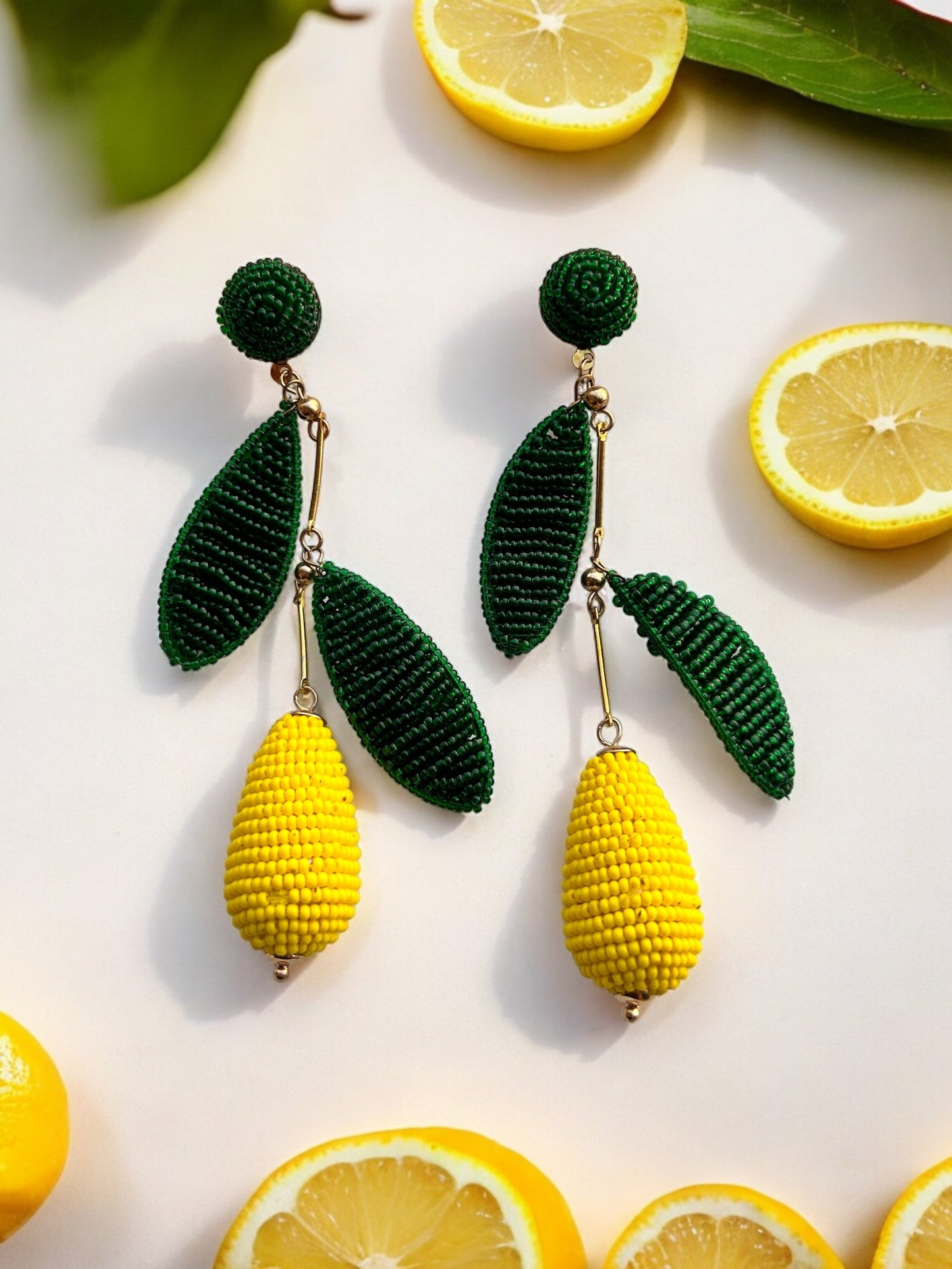 Lemon Squeezy Handmade Beaded Earrings