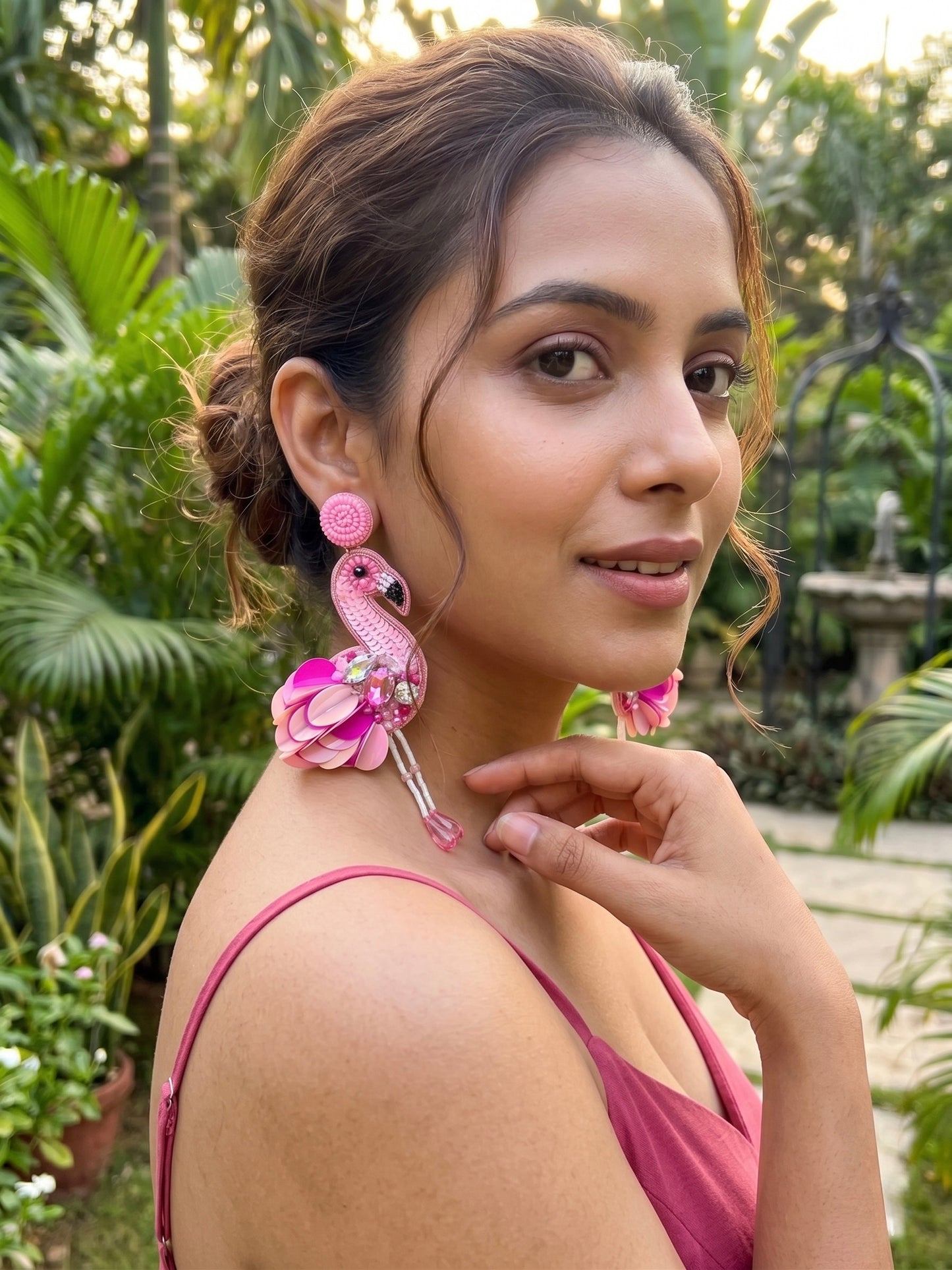 Flamazing Flamingo Pink Handmade Beaded Bird Earrings