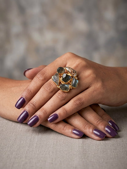 Labradorite Natural Stone Handmade Brass Ring