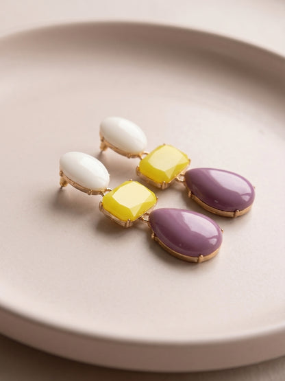 Lilac Zest Resin Drops Statement Earrings