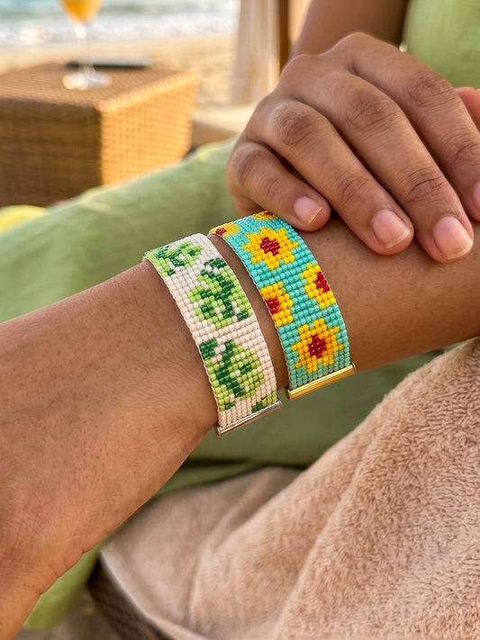 Golden Palm Stack Handmade Beaded Bracelet