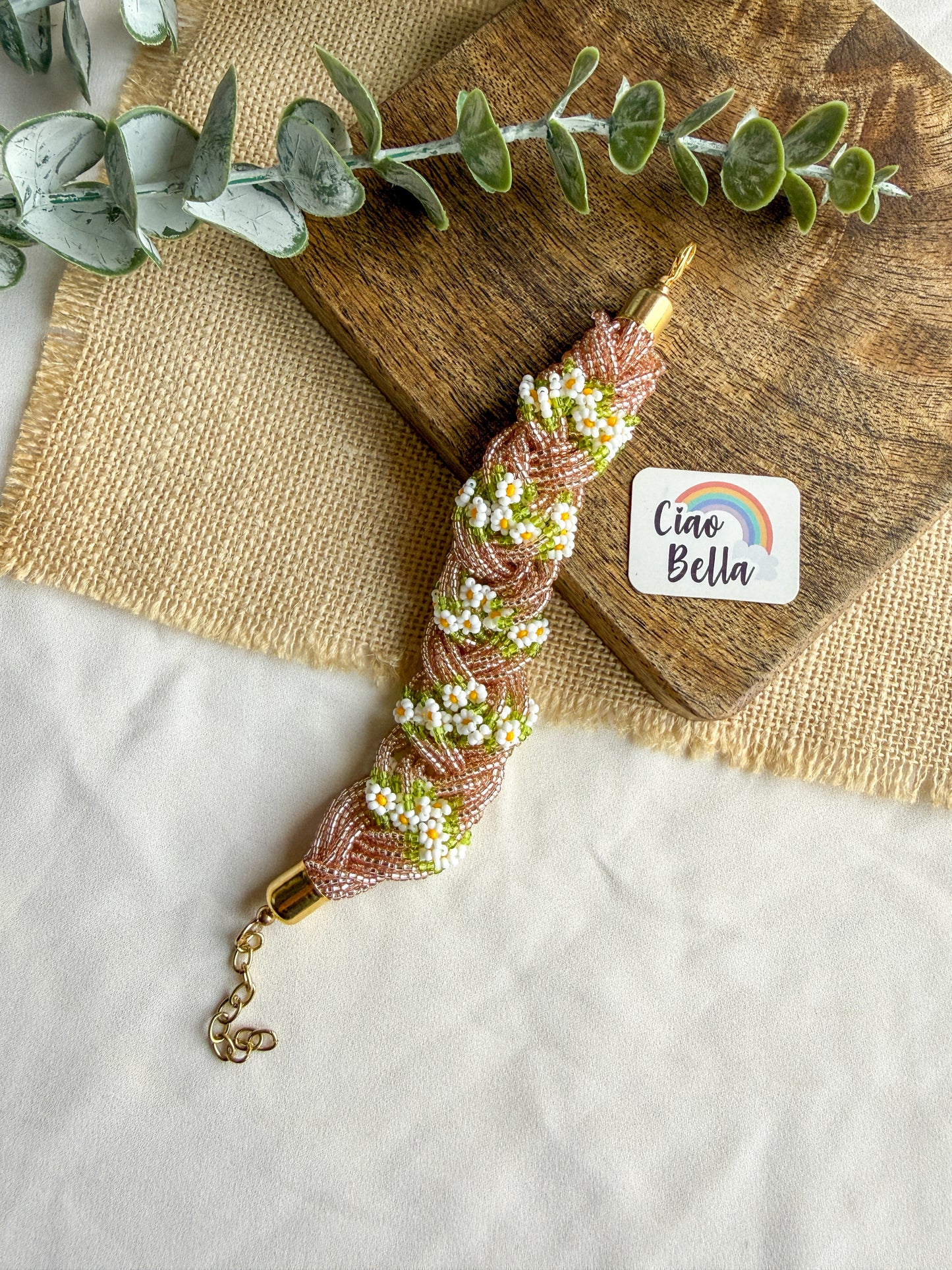 Luxe Flora Rose Gold Handmade Beaded Bracelet