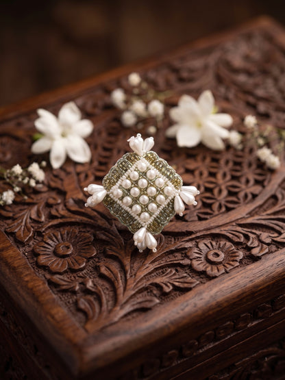 Riwaayat Pearl Drop Handmade Beaded Ring
