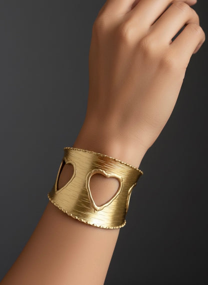 Trinity Heart Brass Cuff Bracelet