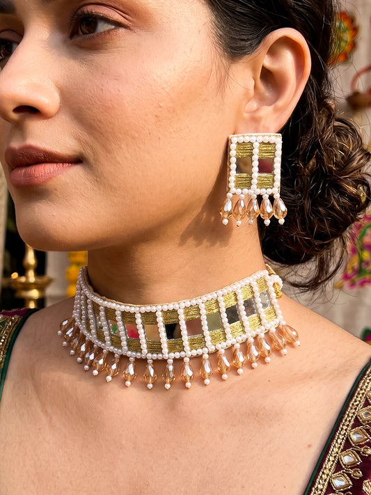 Sitara Gold Handmade Beaded Necklace & Earrings Set