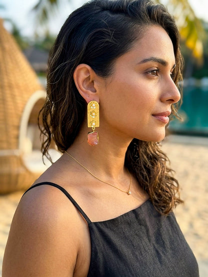 Flora Royale – Coral Handmade Brass Earrings