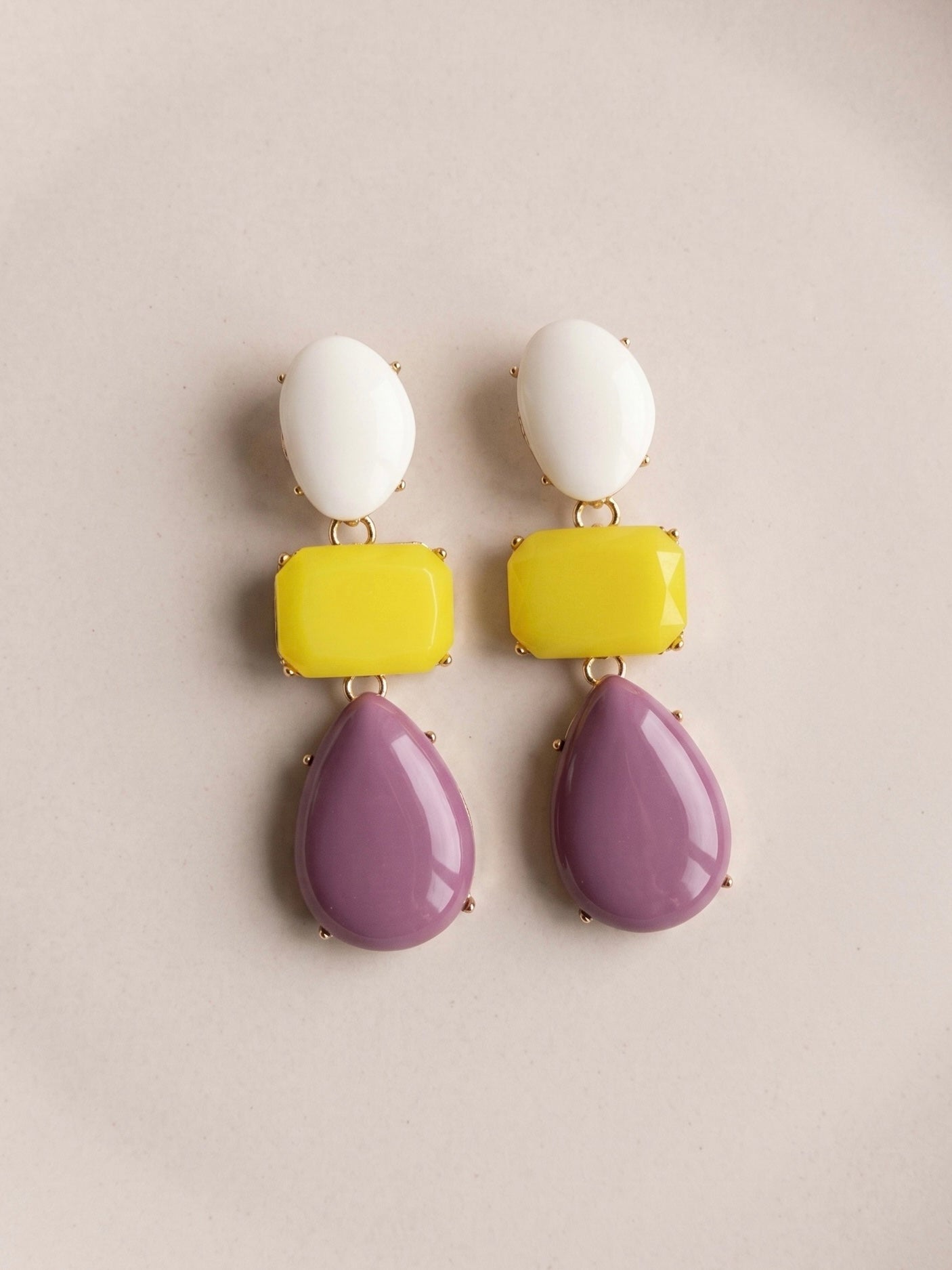 Lilac Zest Resin Drops Statement Earrings