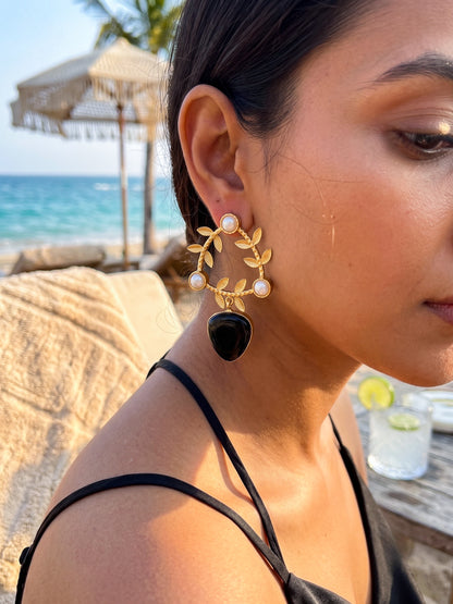 Olivia Black Drop Handmade Brass Earrings
