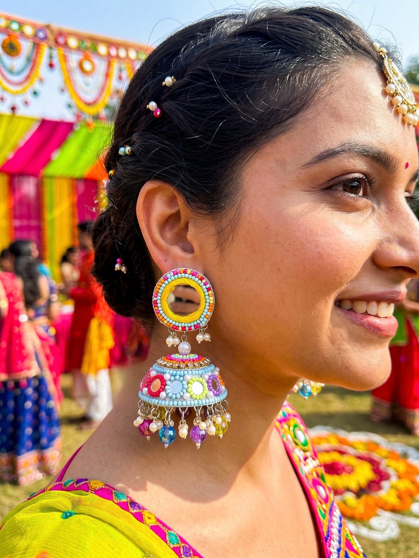 Mastani Mirror Handmade Beaded Jhumka Earrings