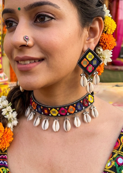 Navrang Handmade Beaded Necklace & Earrings Set