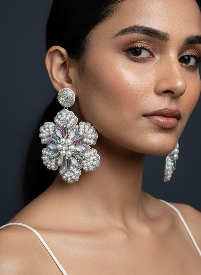 Snowflake Sparkle Handmade Beaded Earrings