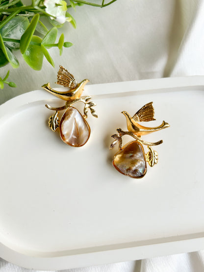 Golden Bird Brass Earrings